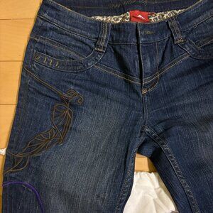 Oilily Vintage Embroidered Wide Leg Blue Sz 36 Jeans Nwot $298